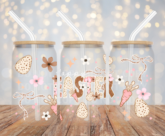 Happy Easter UVDTF 16oz Glass Can Wrap