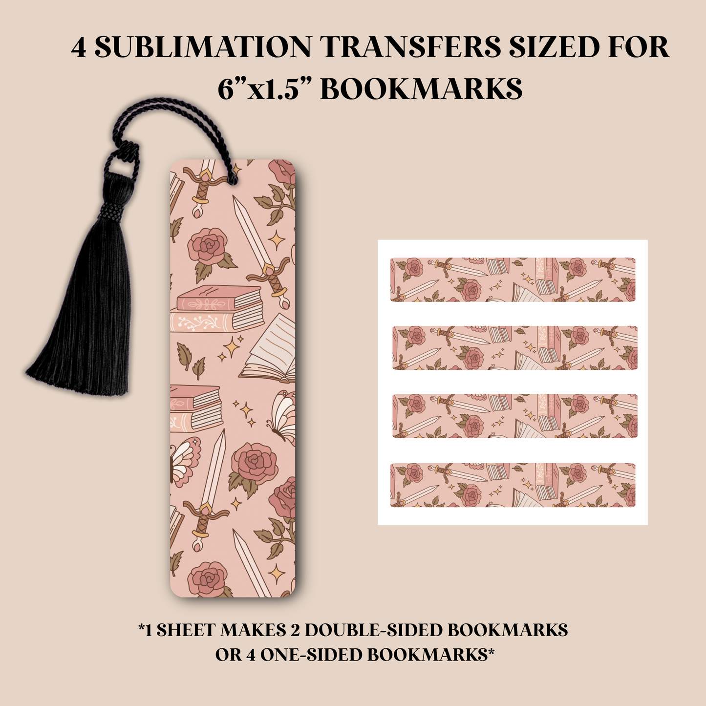Romantasy Swords Bookmark Sublimation Transfer