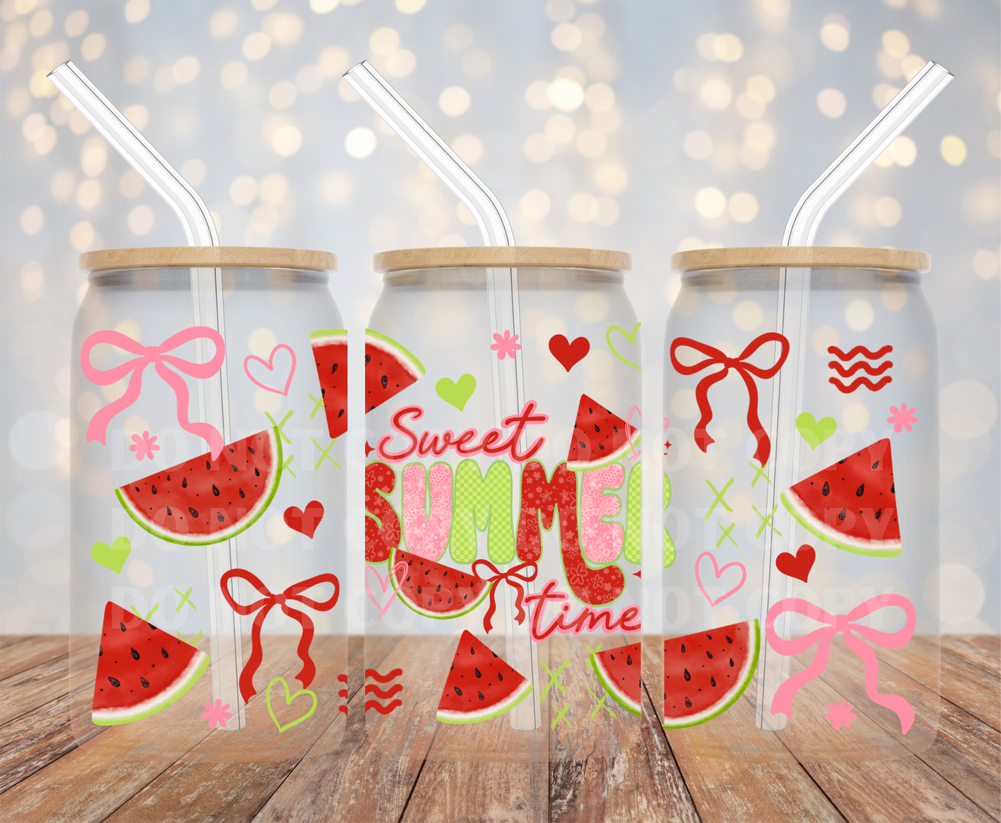 Sweet Summertime UVDTF 16oz Glass Can Wrap