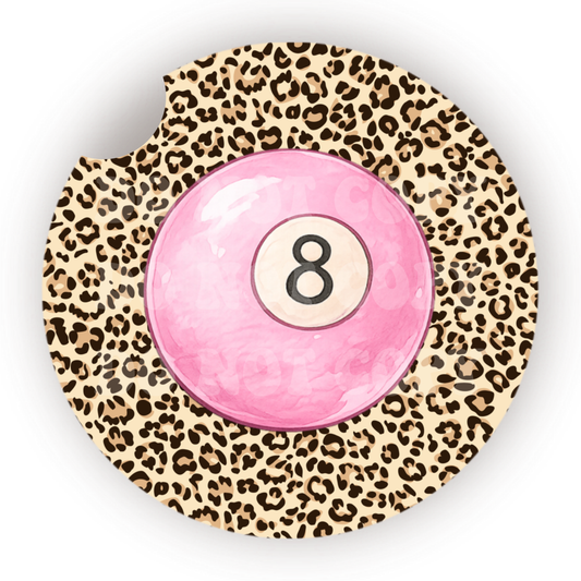 Pink 8 Ball Car Coaster Sublimation Transfer (Set of 2)