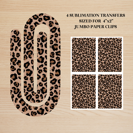Leopard Print 2 Jumbo Paperclip Sublimation Transfer