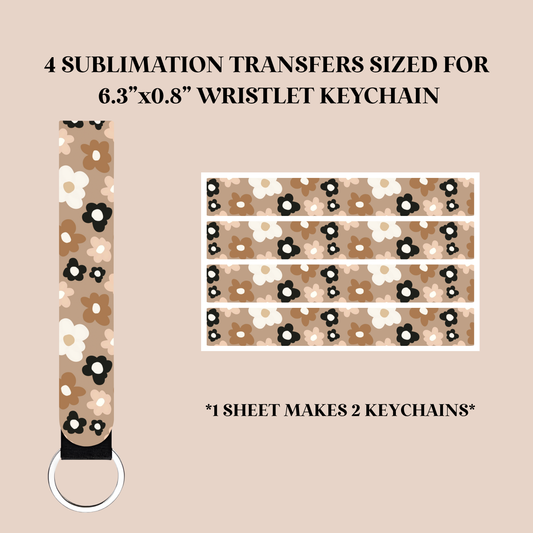 Neutral Flowers Wristlet Keychain Sublimation Transfer