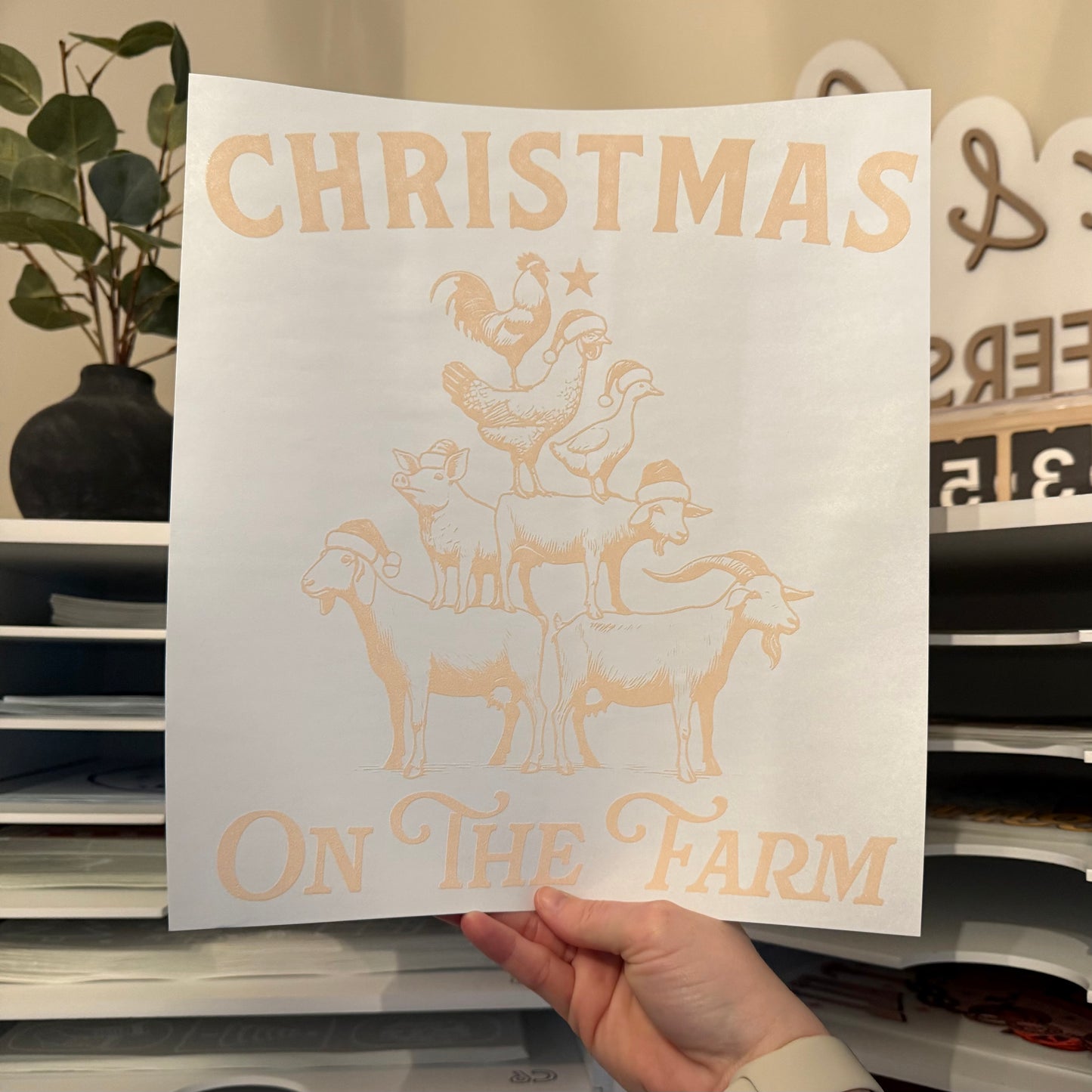 Christmas On The Farm Single Color (Beige)