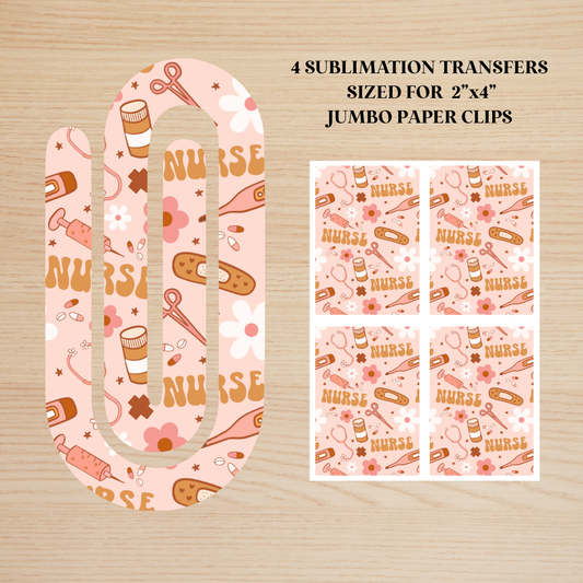 Boho Nurse Jumbo Paperclip Sublimation Transfer