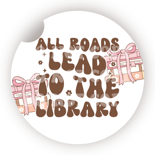 All Roads Lead To The Library Car Coaster Sublimation Transfer (Set of 2)