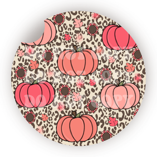 Leopard Print Pumpkins Car Coaster Sublimation Transfer (Set of 2)
