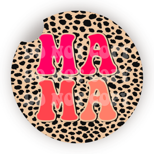 Leopard Print Mama Car Coaster Sublimation Transfer (Set of 2)