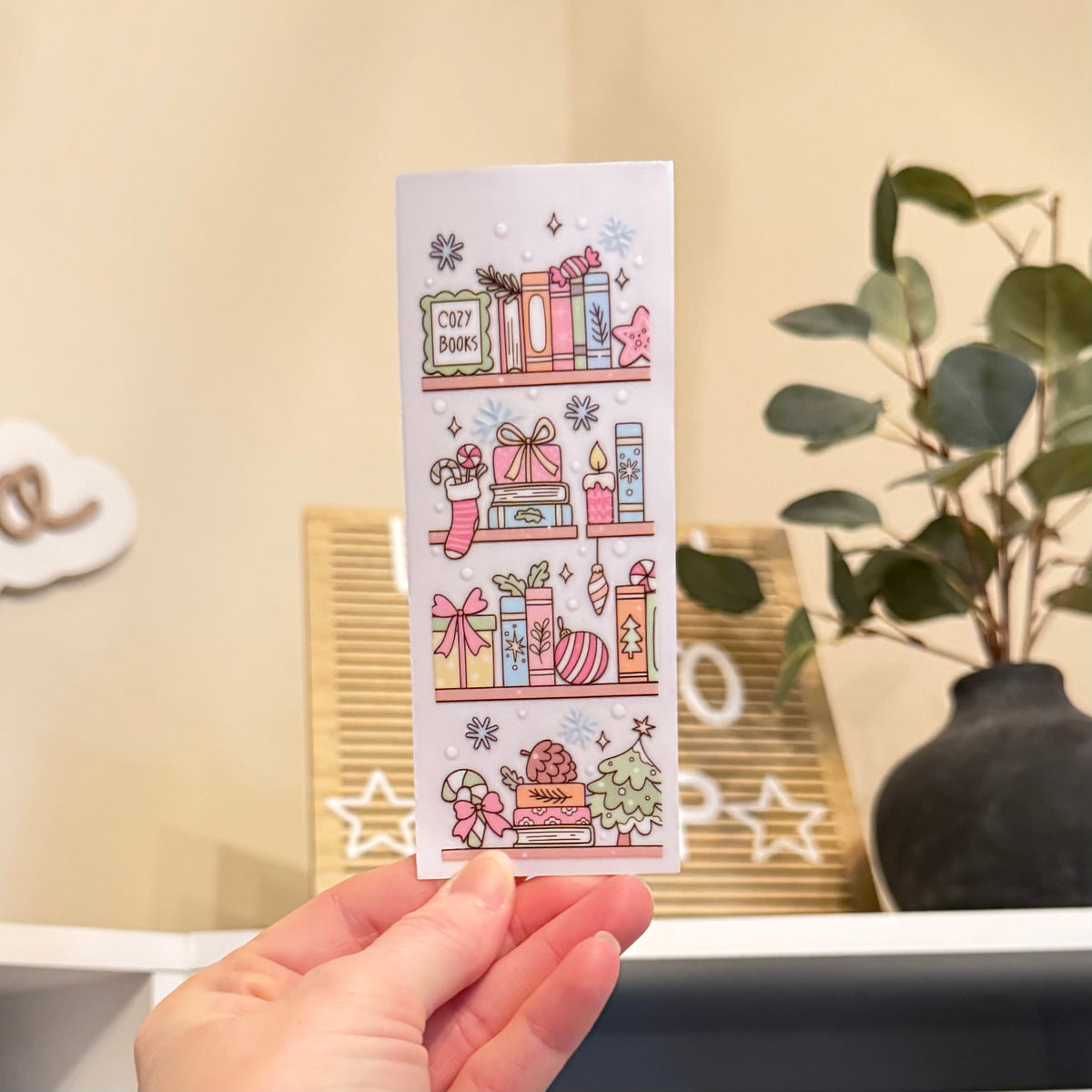 Christmas Bookshelf UVDTF Bookmark