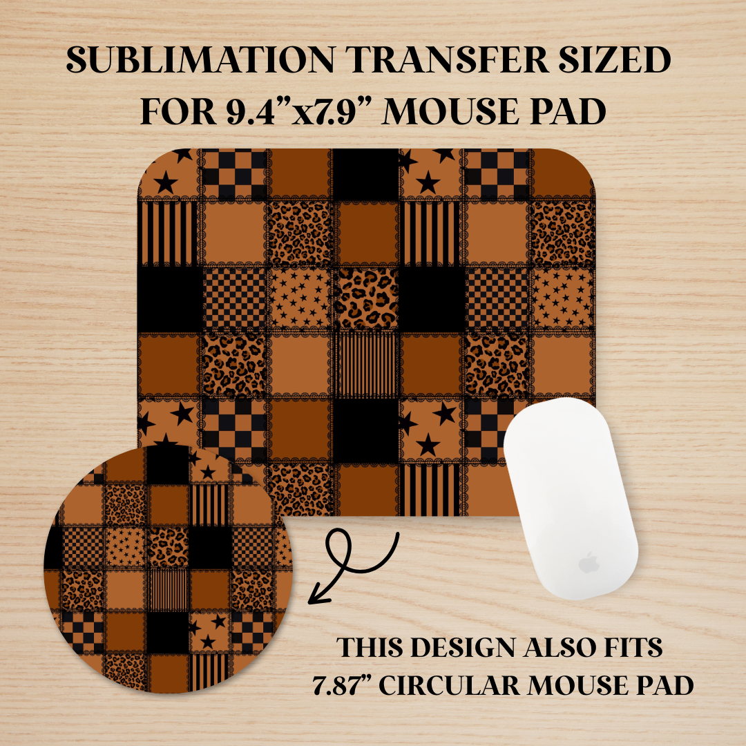 Brown Edgy Patchwork Mouse Pad Sublimation Transfer