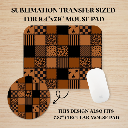 Brown Edgy Patchwork Mouse Pad Sublimation Transfer