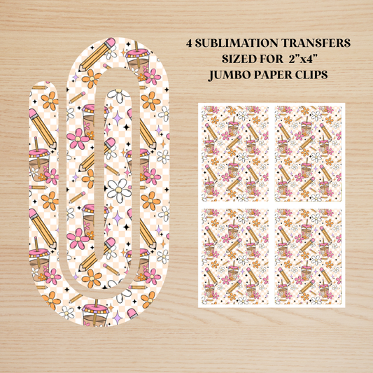 Teacher Coffee Jumbo Paperclip Sublimation Transfer