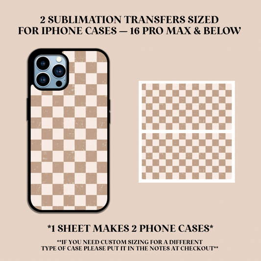 Tan & White Checker Phone Case Sublimation Transfer
