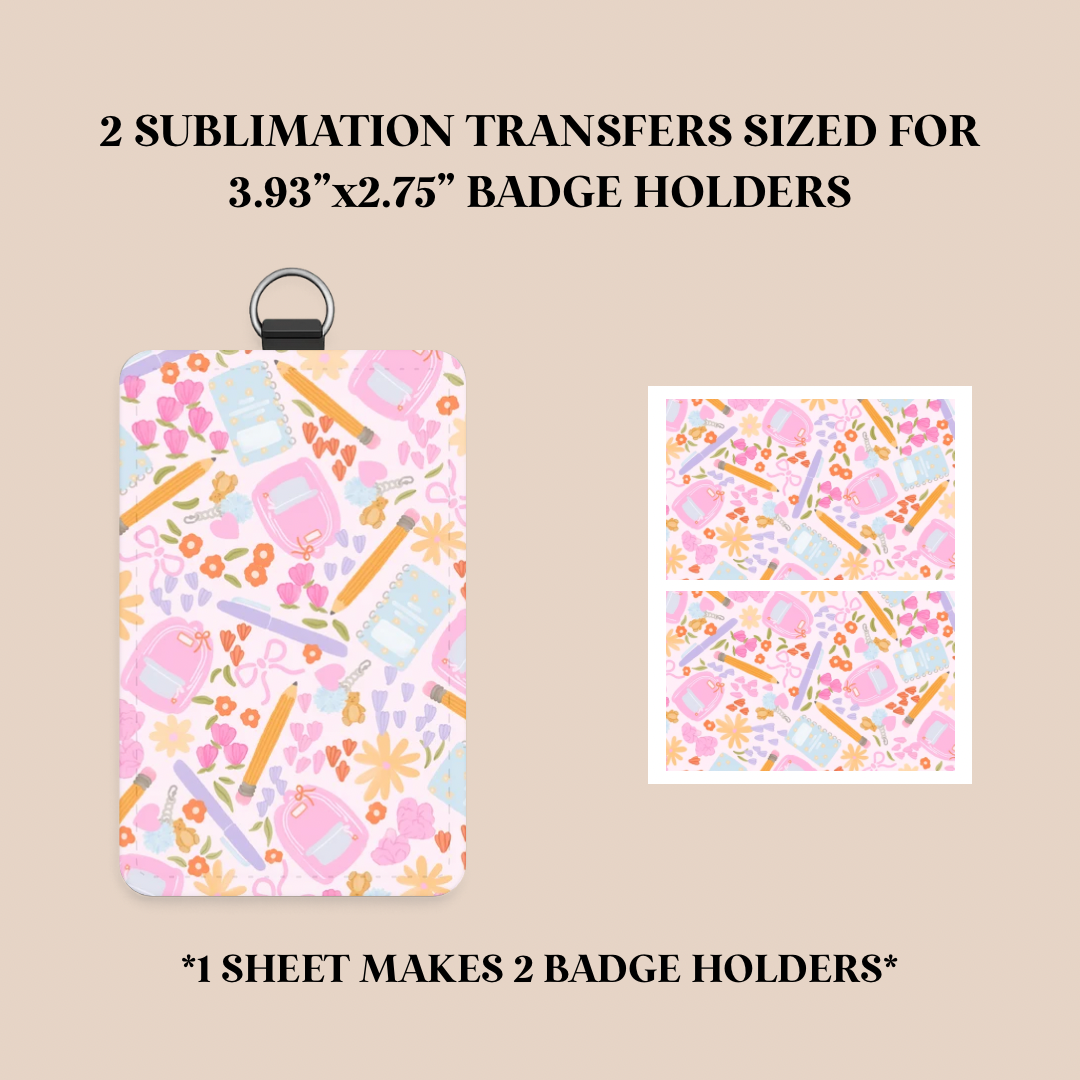 School Doodles Badge Holder Sublimation Transfer
