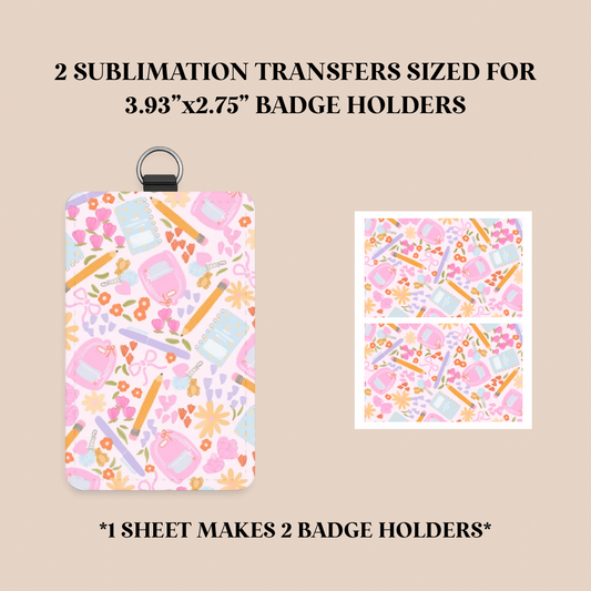 School Doodles Badge Holder Sublimation Transfer