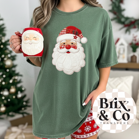 Patchwork Santa DTF HOT PEEL