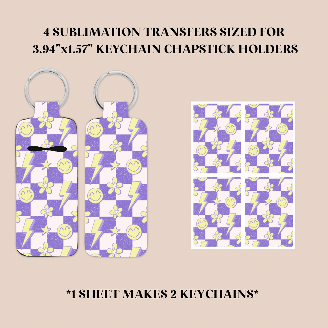 Retro Checker Keychain Chapstick Holder Sublimation Transfer