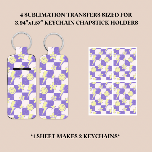 Retro Checker Keychain Chapstick Holder Sublimation Transfer