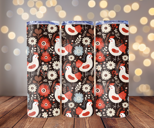 Chicken Doodles 20 oz Skinny Tumbler Sublimation Transfer - Not Seamless