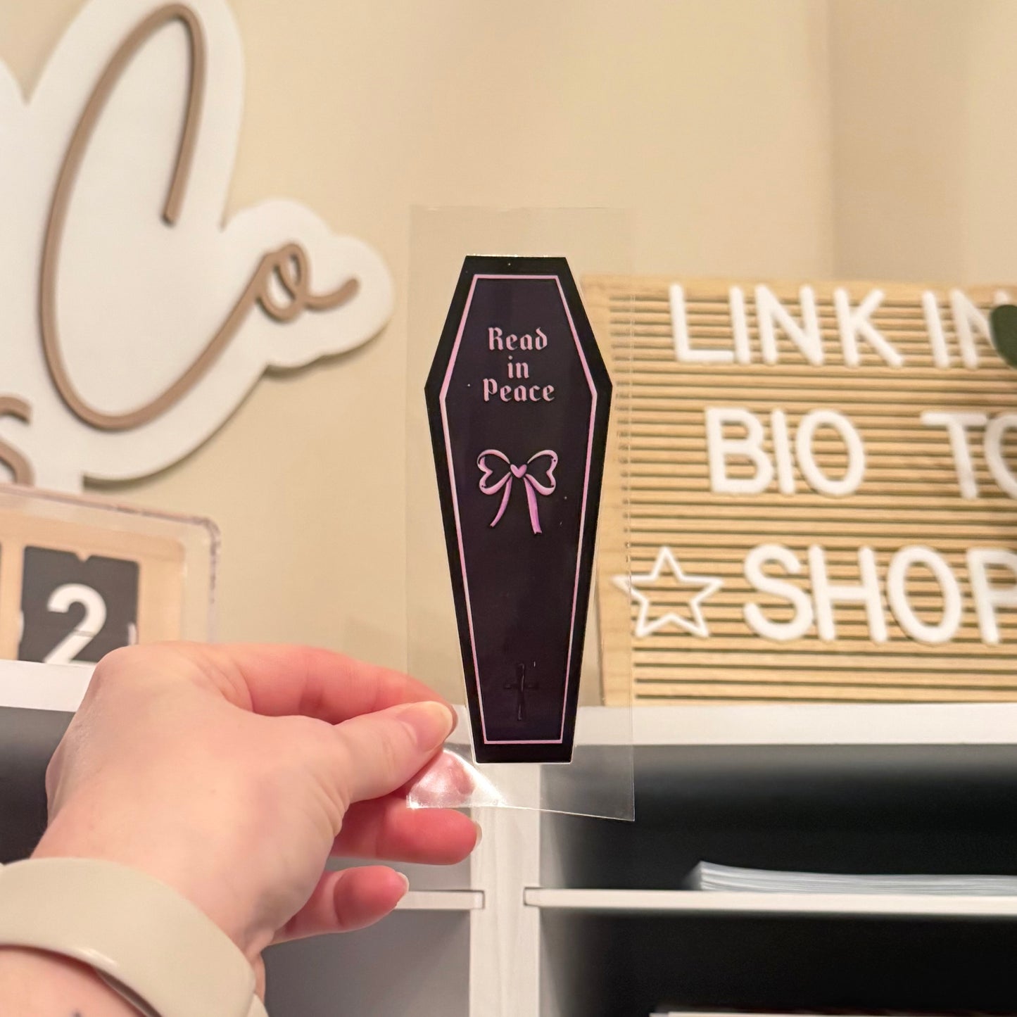 Read In Peace Coffin UVDTF Bookmark