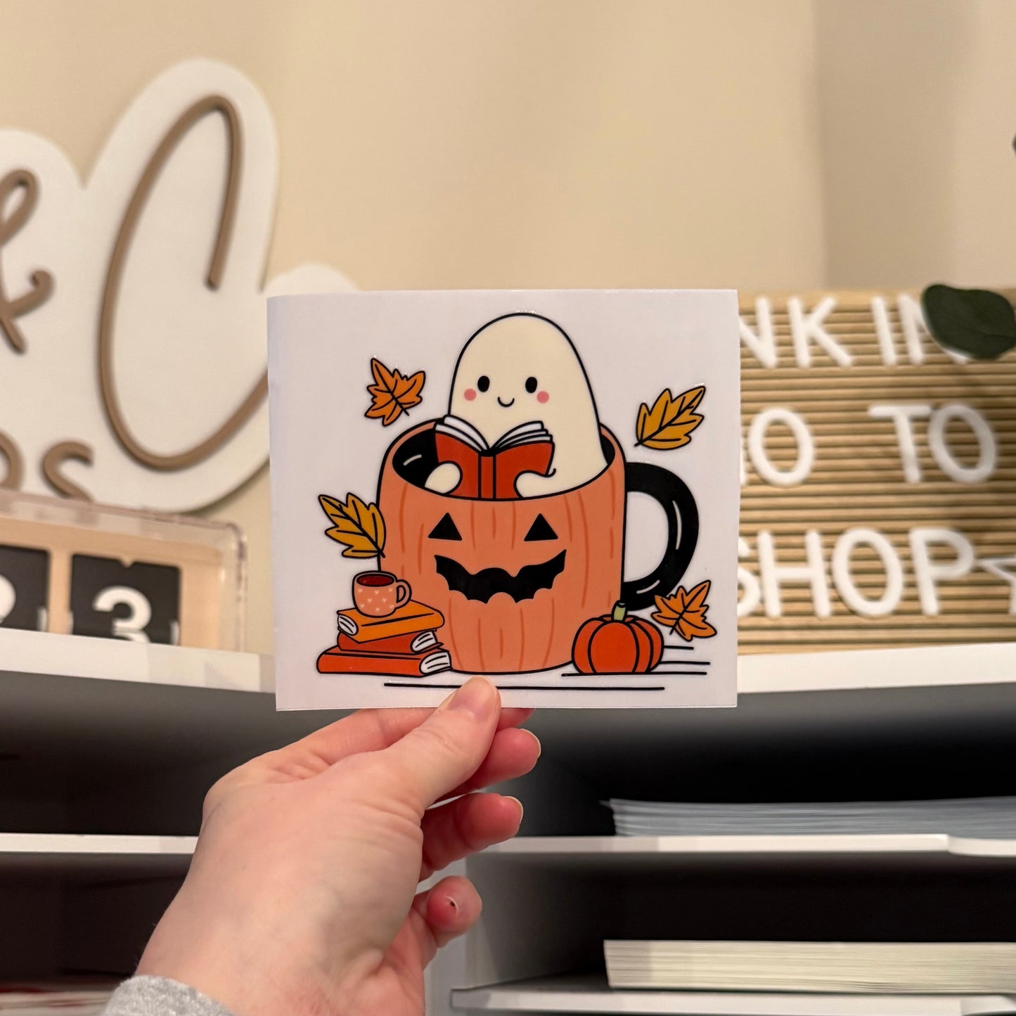 Bookish Ghost UVDTF 4” Decal