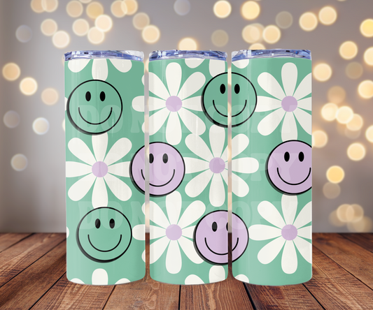 Happy Daisies 20 oz Skinny Tumbler Sublimation Transfer - Seamless