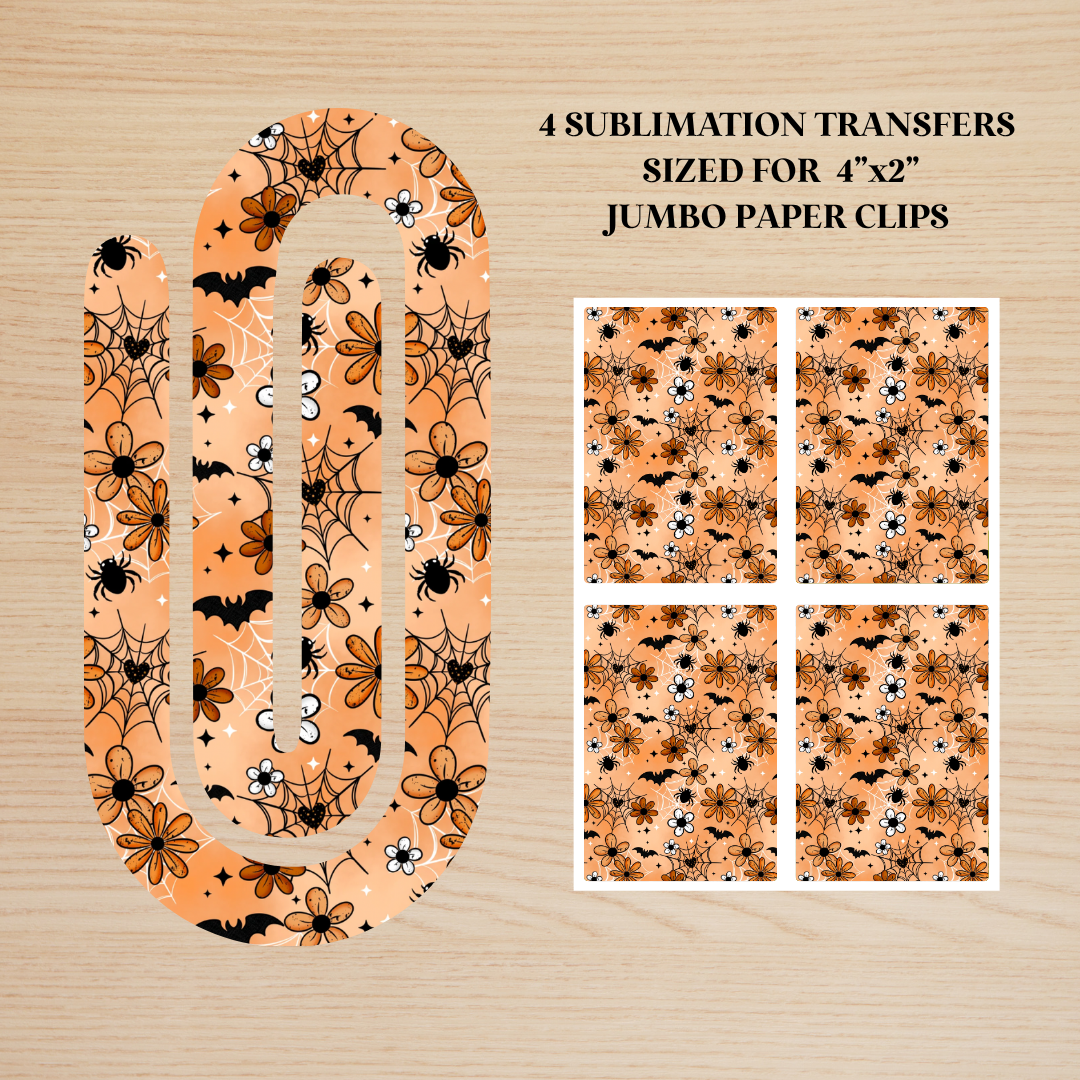 Spooky Floral Jumbo Paperclip Sublimation Transfer
