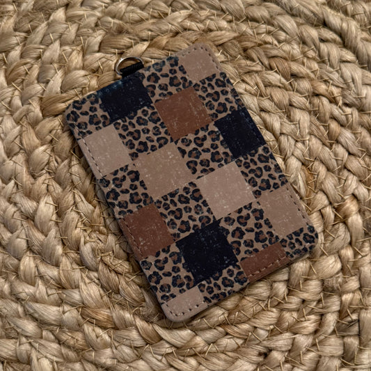 Checker Leopard ID Badge Holder
