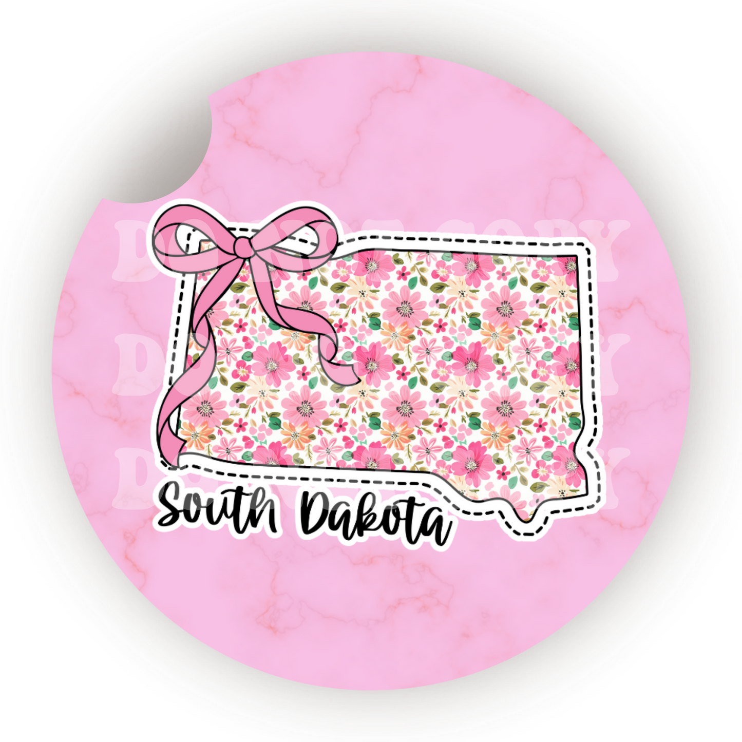 Floral State (Choose Your State) Car Coaster Sublimation Transfer (Set of 2)