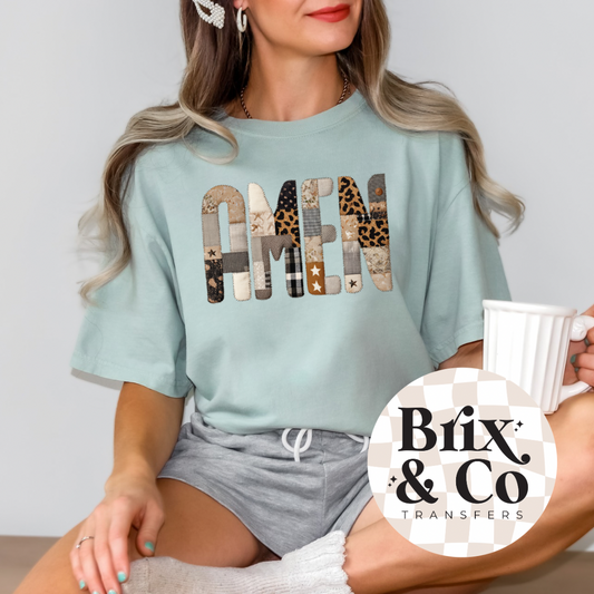 Patchwork Amen DTF HOT PEEL