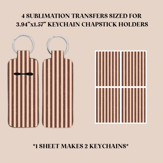 Neutral Stripes Keychain Chapstick Holder Sublimation Transfer