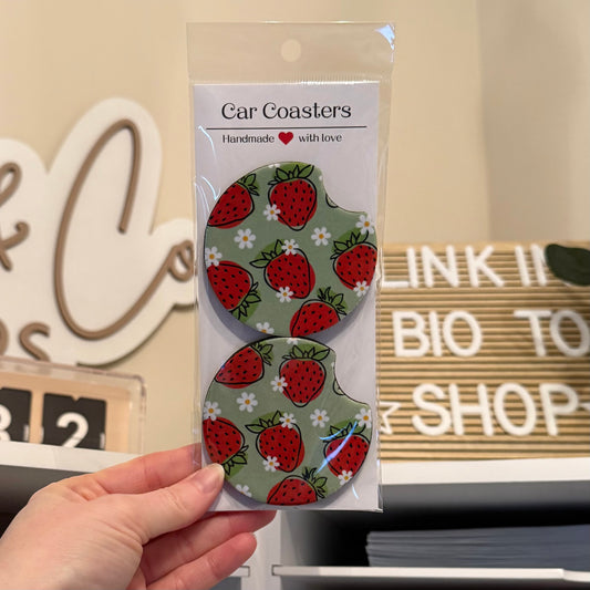 Strawberries Car Coasters