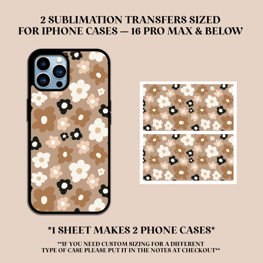 Neutral Flowers Phone Case Sublimation Transfer