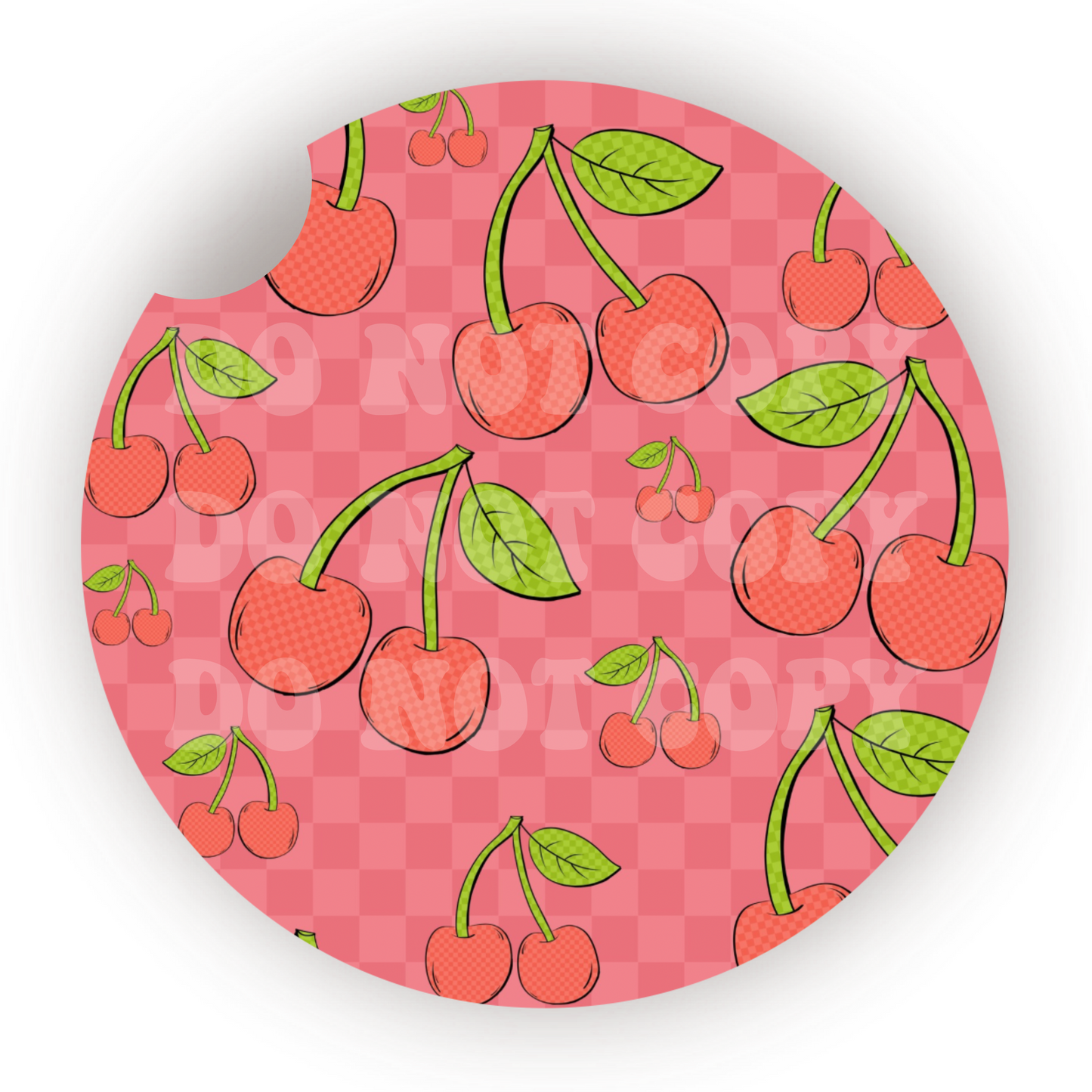 Checker Cherries Car Coaster Sublimation Transfer (Set of 2)