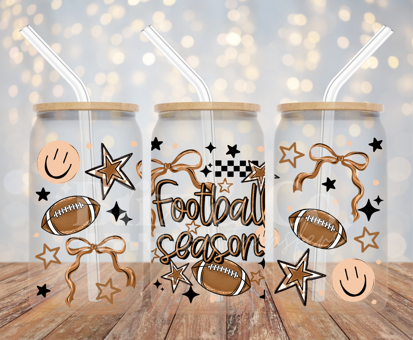 Football Season 16oz Glass Can Wrap