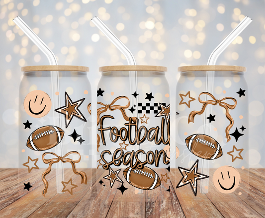 Football Season 16oz Glass Can Wrap