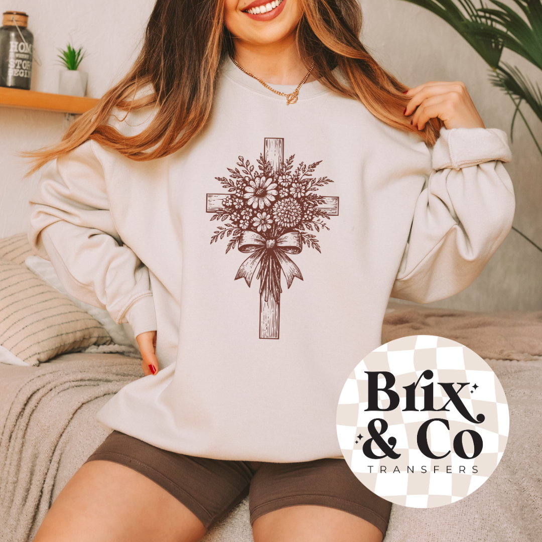 Floral Cross Single Color (Brown)