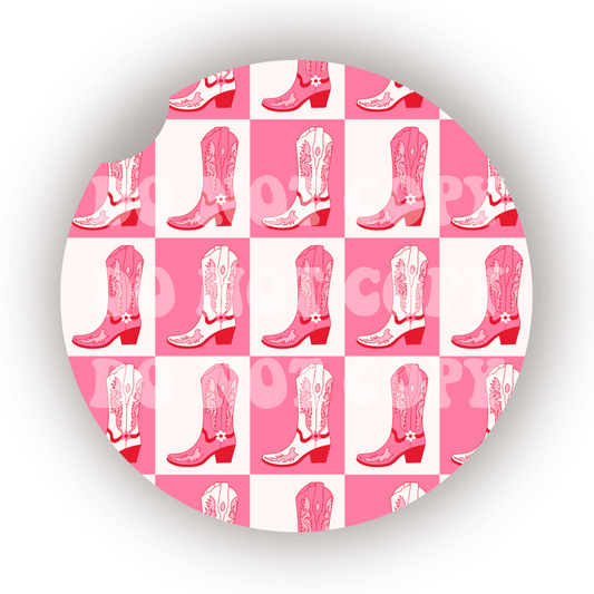 Checker Boots Car Coaster Sublimation Transfer (Set of 2)