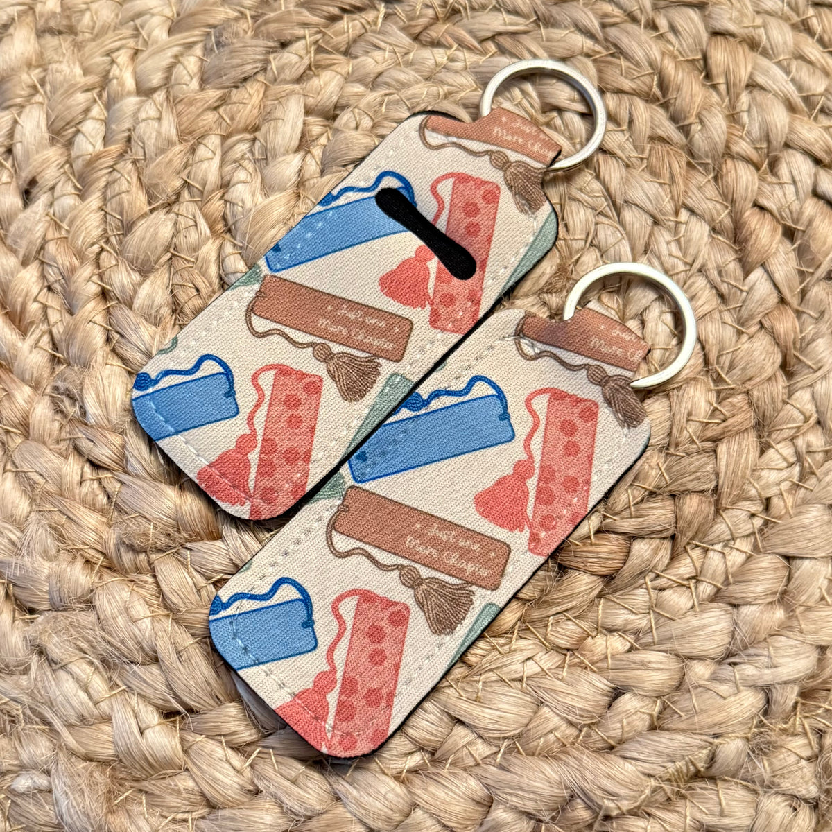 Just One More Chapter Bookmarks Chapstick Holder Keychain