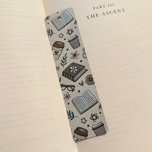 Books & Coffee Metal Bookmark No Tassel Included