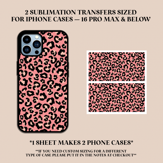 Pink & Black Leopard Print Phone Case Sublimation Transfer