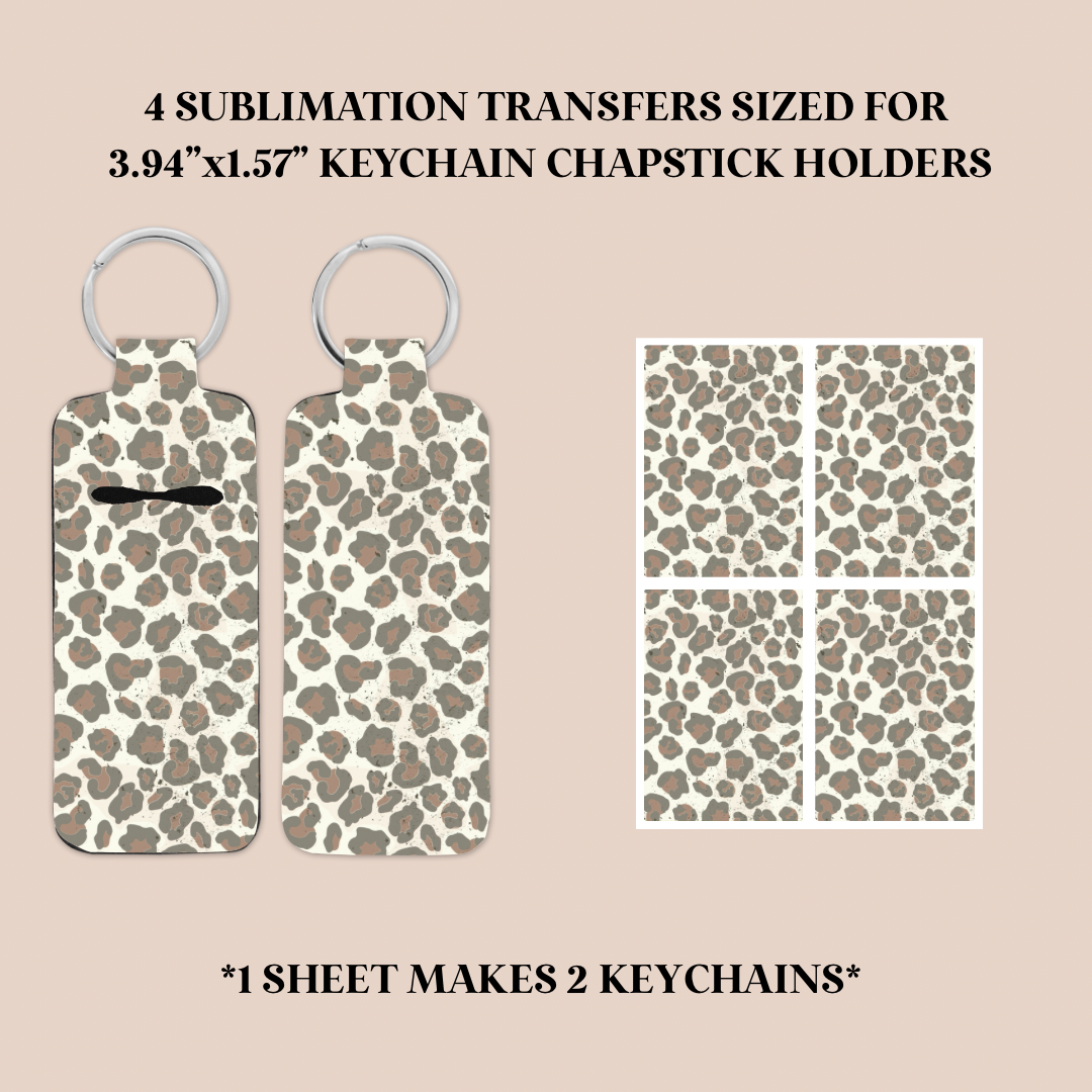 Camo Leopard Print Keychain Chapstick Holder Sublimation Transfer