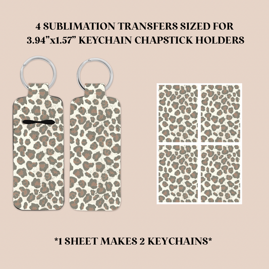 Camo Leopard Print Keychain Chapstick Holder Sublimation Transfer