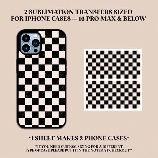 Black & White Checker Phone Case Sublimation Transfer