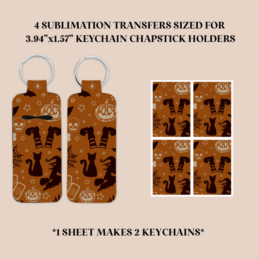 Halloween Doodles Keychain Chapstick Holder Sublimation Transfer
