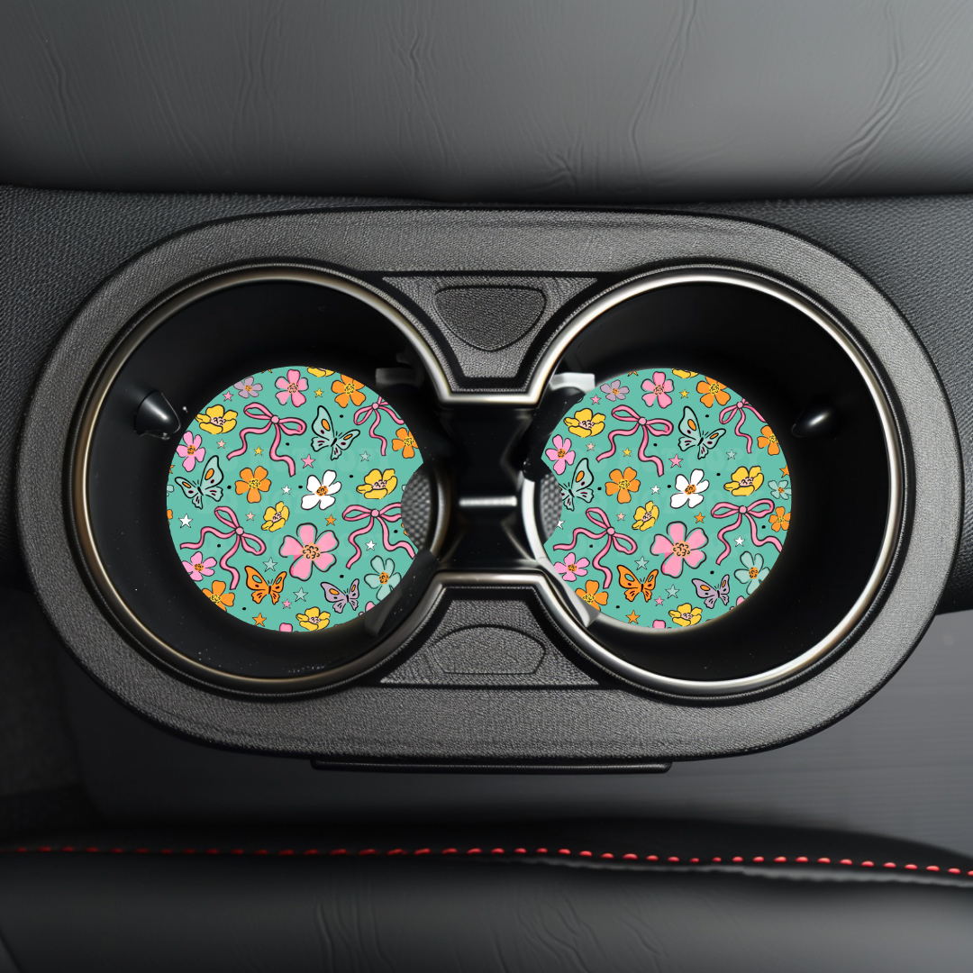 Coquette Doodles Car Coaster Sublimation Transfer (Set of 2)