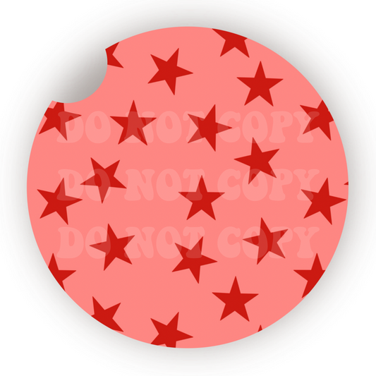 Red Stars Car Coaster Sublimation Transfer (Set of 2)