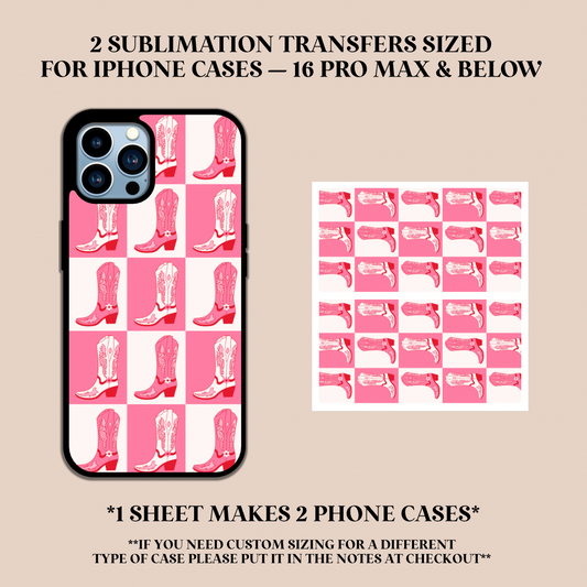 Checker Boots Phone Case Sublimation Transfer