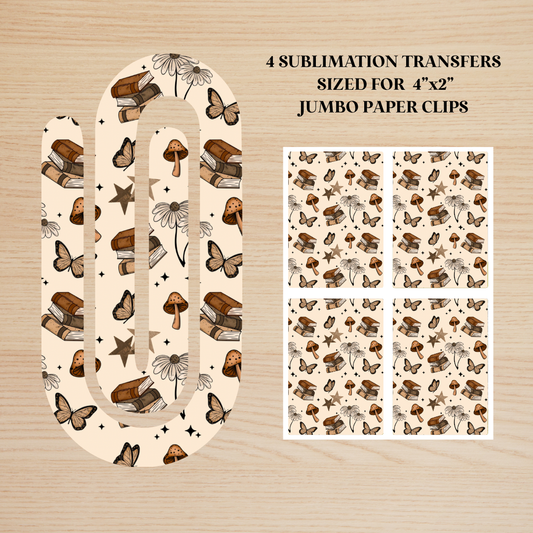 Cottagecore Books Jumbo Paperclip Sublimation Transfer