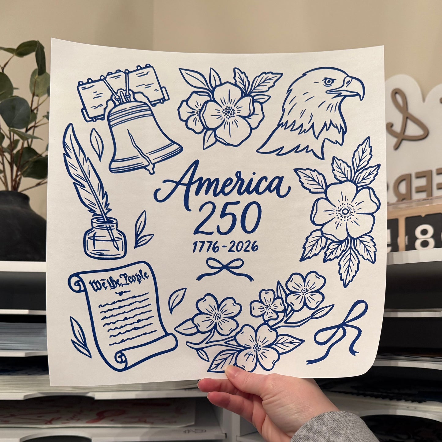 America 250 Doodles Single Color (Royal)