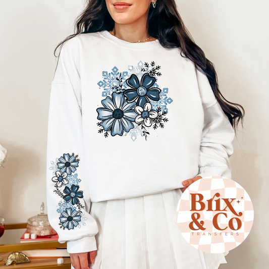 Winter Floral DTF HOT PEEL (2 Sleeves & Full Size Front)